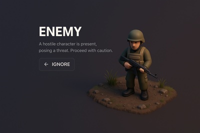 3D Scene of an Enemy Character in a Dark Background
