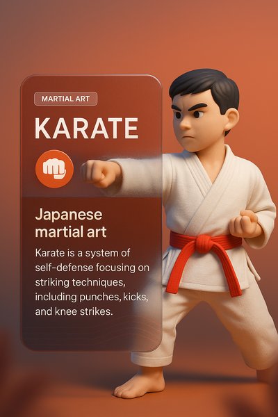 3D Karate Illustration with Informative Overlay