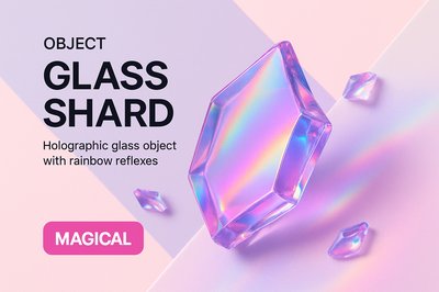 Holographic Glass Shard with Rainbow Reflexes