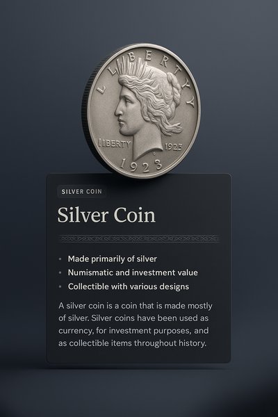 3D Silver Coin Illustration with Informative Overlay