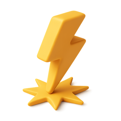 Stylized 3D Lightning Icon with Volumetric Effect