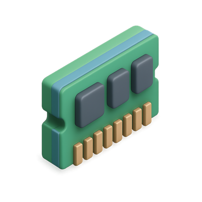 Stylish 3D RAM Icon in Isometric View