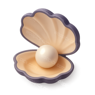 Stylized 3D Pearl Oyster Icon with Isometric View