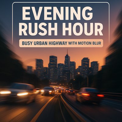 Dynamic Evening Rush Hour on Urban Highway with Motion Blur