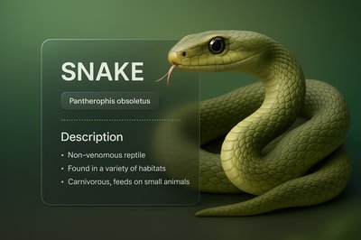 3D Illustration of a Snake with Integrated Design Elements