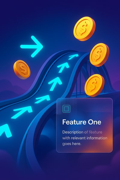 Futuristic Bridge with Glowing Elements and Coins