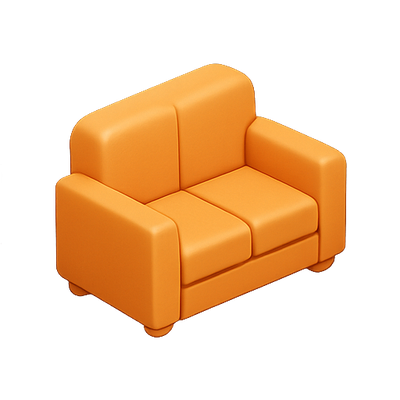 Stylized 3D Orange Sofa Icon