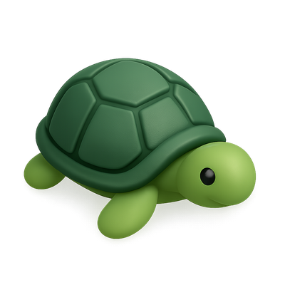 Stylized 3D Turtle Icon with Volumetric Design