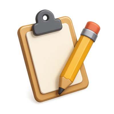 Stylish 3D Clipboard Icon with Pencil Design