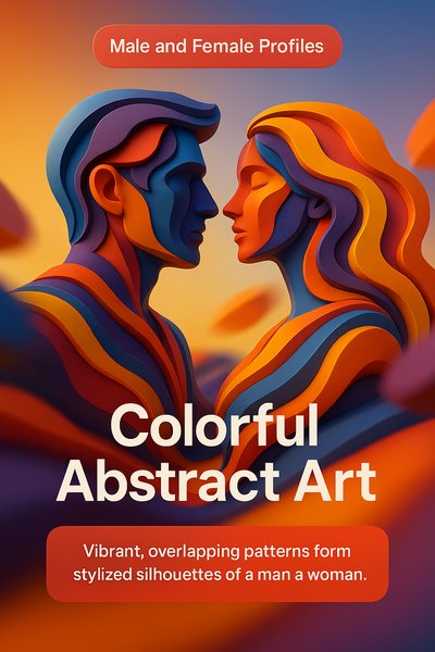 Colorful Abstract Art Featuring Male and Female Profiles