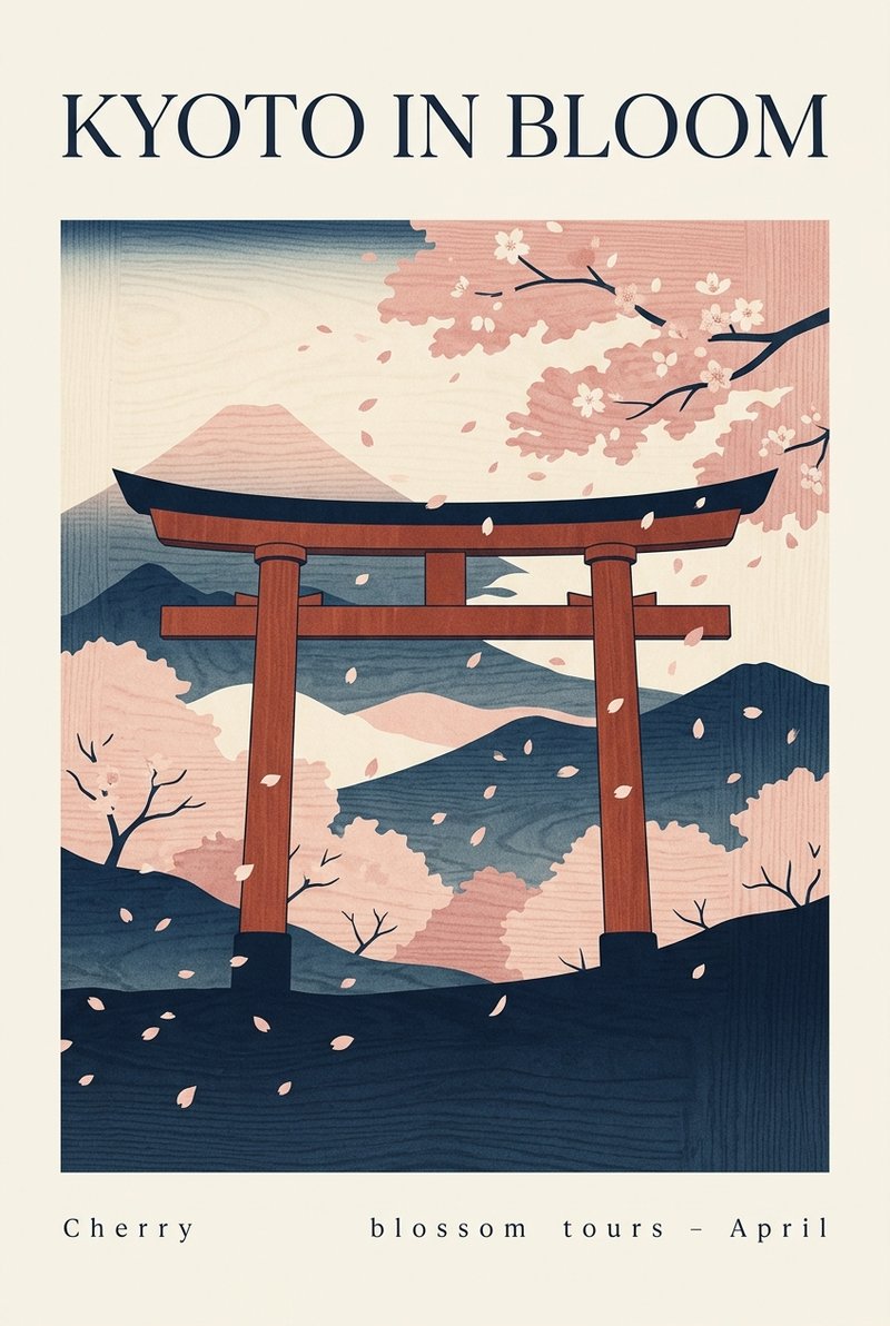 traditional kyoto woodblock print