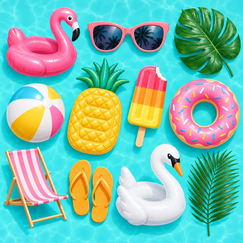 Summer pool party design elements