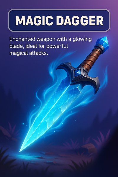 Stunning 3D Illustration of a Magic Dagger with Glowing Blade
