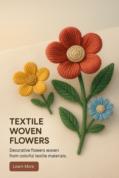 3D Textile Woven Flowers Illustration with Call to Action