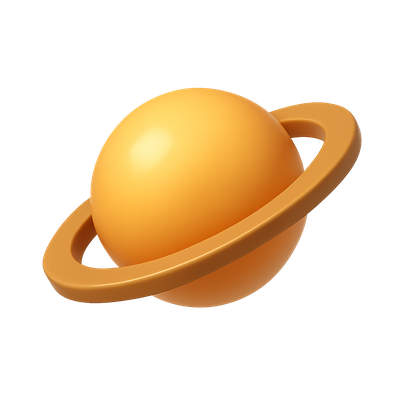 3D Render of a Planet with Rings in Isometric View