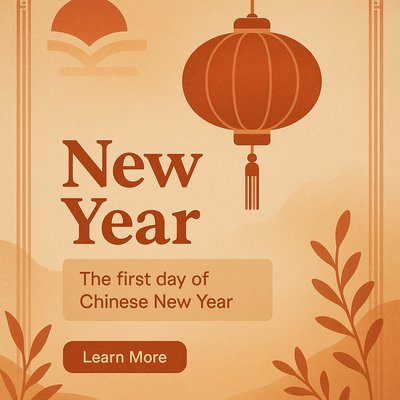 Boho Style Chinese New Year Poster Design