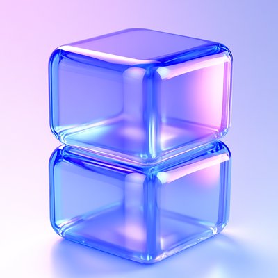 Stylized 3D Glass Blocks with Gradient Colors