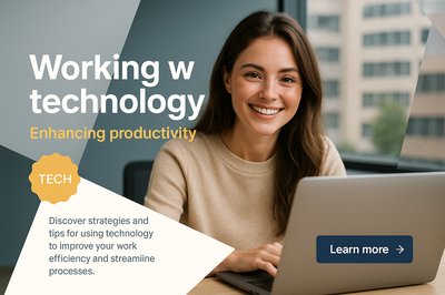 Realistic Office Portrait of Smiling Woman Working with Laptop