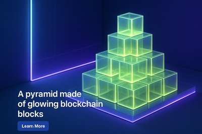 Glowing Blockchain Pyramid with Neon Accents