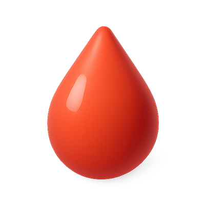 Stylized Red Droplet Shape on a White Background
