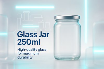 Realistic Glass Jar Mockup with Modern Design Elements