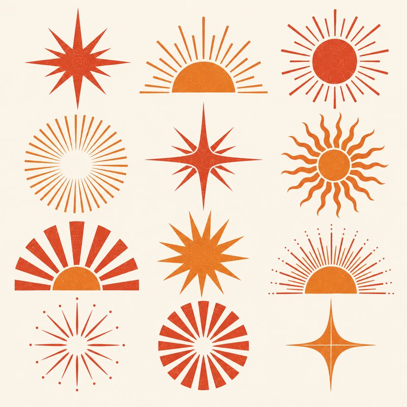 Retro sunburst design elements
