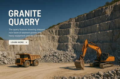 Granite Quarry with Heavy Machinery in Action