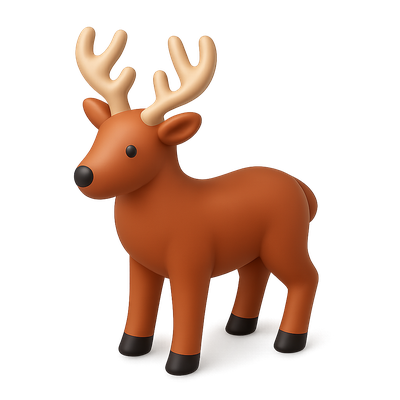 Stylized 3D Red Deer Icon in Isometric View