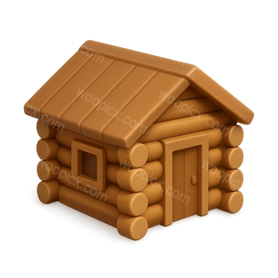 3D Wooden Log Cabin Icon Design