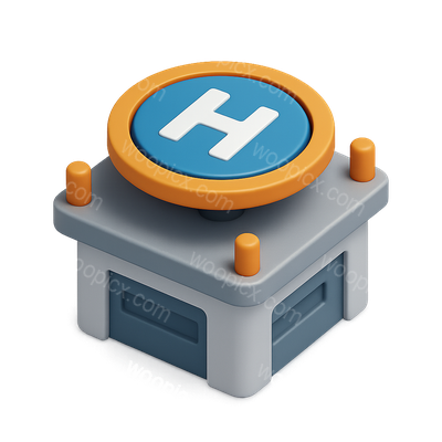 3D Isometric Vertiport Icon with Transparent Background