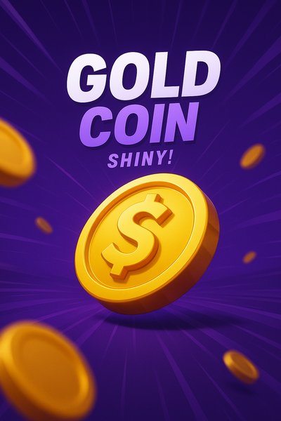 Dynamic Shiny Gold Coin Illustration with Bold Text