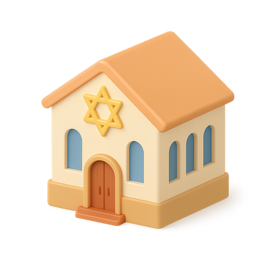 3D Icon of a Synagogue Prayer Hall in Isometric View