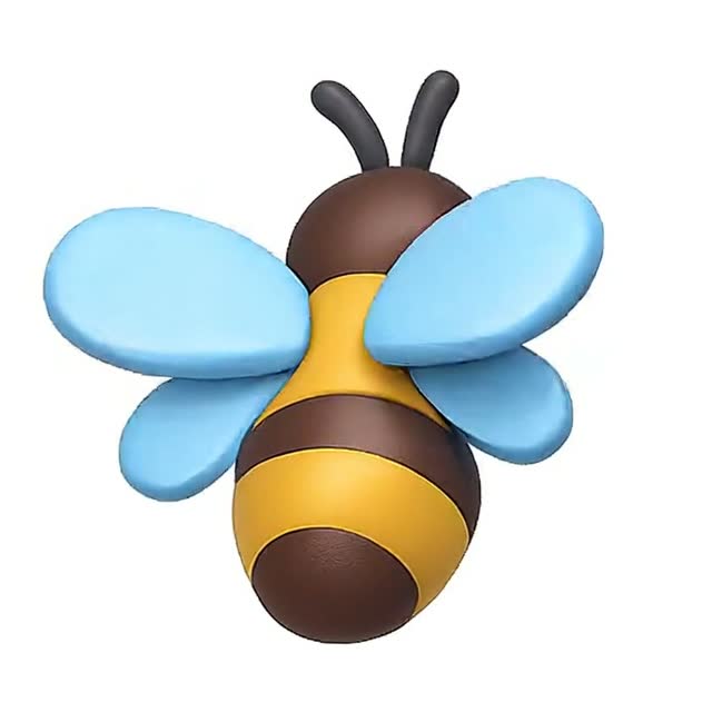 Colorful cartoon bees with blue wings and yellow stripes