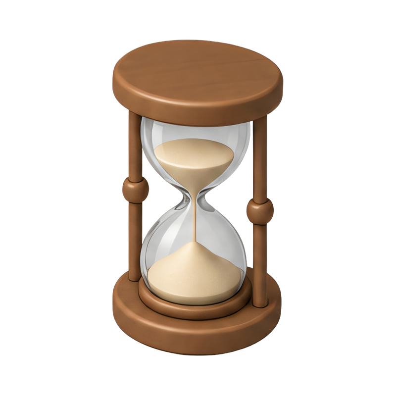 contemplating time with hourglass