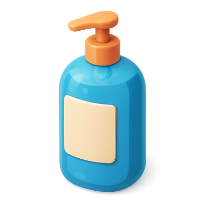 3D Body Wash Bottle Icon with Pump Design