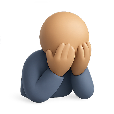 3D Emoji Representation of Sadness with Hands Covering Face
