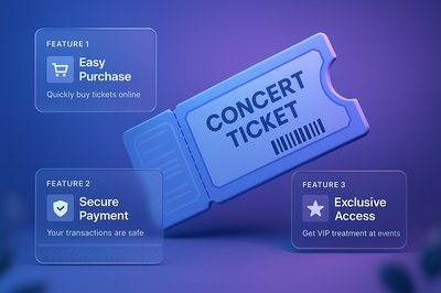 3D Concert Ticket with Feature Highlights