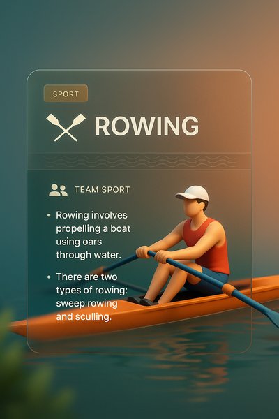3D Illustration of Rowing with Transparent Overlay Design