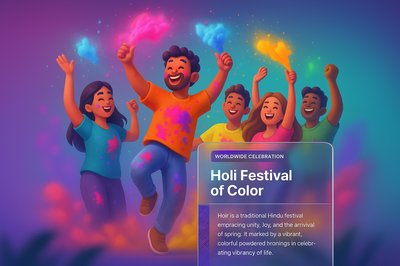 Vibrant Holi Festival Celebration Illustration