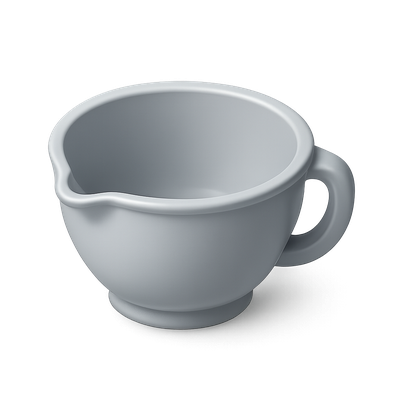 3D Mixing Bowl Icon with Spout in Isometric View