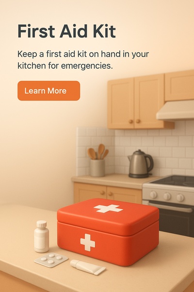 Detailed Kitchen Scene Featuring a First Aid Kit