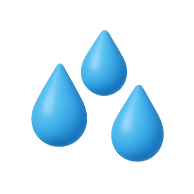 Three Blue Droplets in Minimalist Style