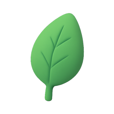 Stylized Green Leaf Icon with Minimalist Design