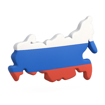 3D Map of Russia with Flag Colors
