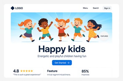 Dynamic Landing Page Design Featuring Playful Children