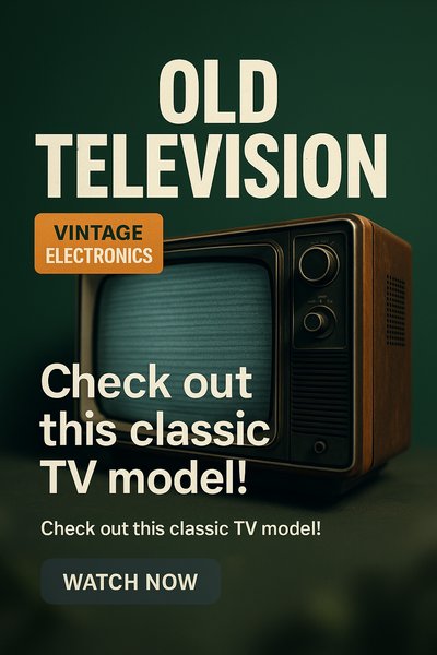 Vintage Television Advertisement with Retro Design Elements
