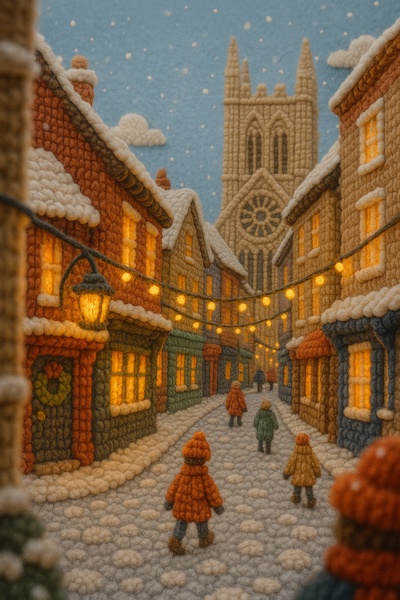 Charming Winter Scene of York in Wool Textures