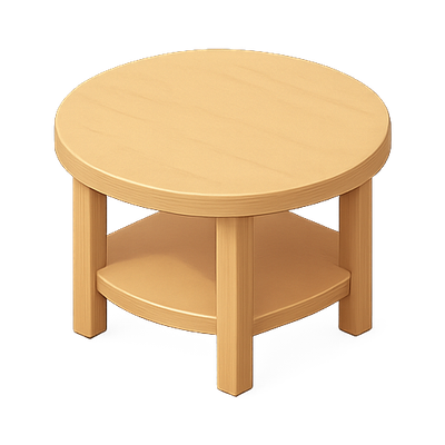 Simple Round Wooden Coffee Table with Shelf
