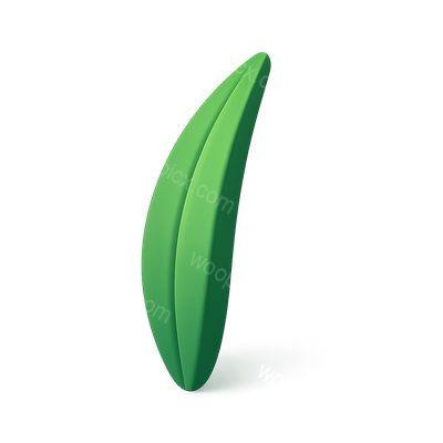 Stylized 3D Grass Blade Icon with Volumetric Design