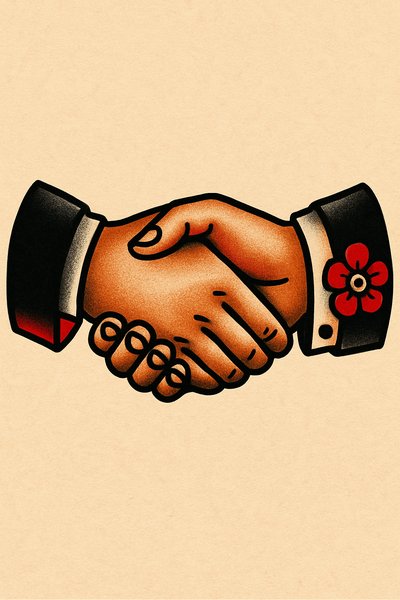 Illustration of a Handshake with Decorative Elements